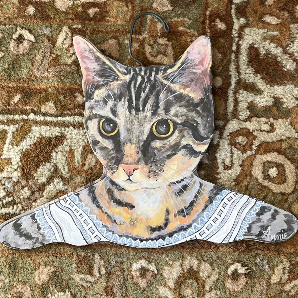 Vintage Annie Stupell Cat Wood Hanger 🐱 Animal Wooden Display Decor Made in USA